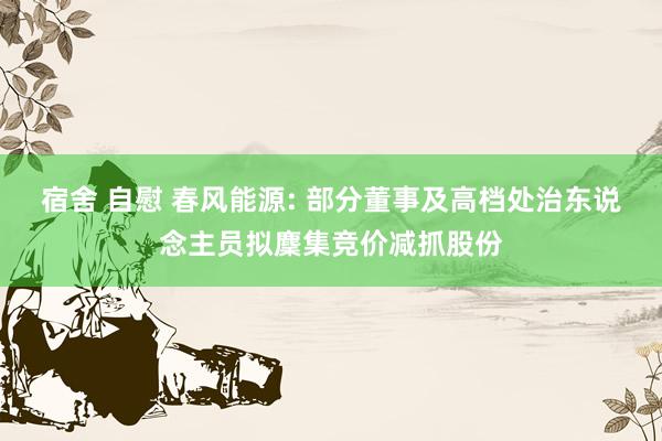 宿舍 自慰 春风能源: 部分董事及高档处治东说念主员拟麇集竞价减抓股份