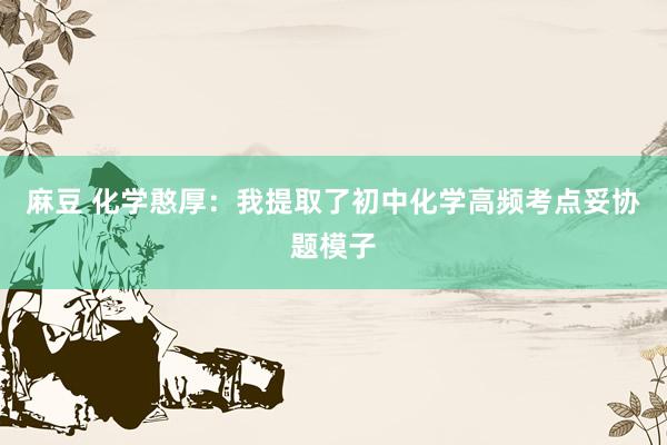 麻豆 化学憨厚：我提取了初中化学高频考点妥协题模子