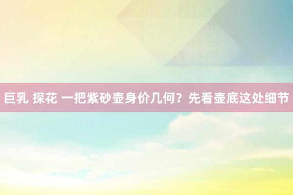 巨乳 探花 一把紫砂壶身价几何？先看壶底这处细节